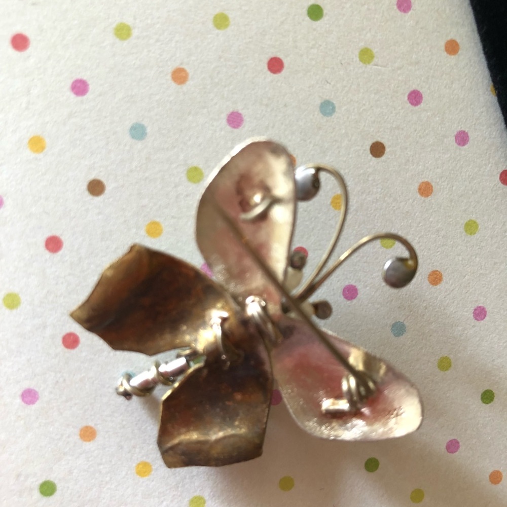 Amethyst, Peridot, & Pearl Butterfly Pin - Picture 6 of 8